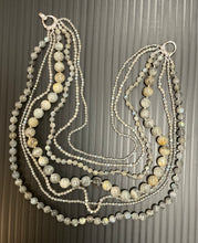 Load image into Gallery viewer, Labradorite 7 Layers Necklace and Earring Set