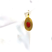 将图片加载到图库查看器,Red Coral with Gold Over Sterling Silver Ring & Earring Set