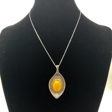 将图片加载到图库查看器,Amber Tear Drop Pendant with Sterling Silver Neckalce