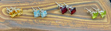 Load image into Gallery viewer, Gemstones with Silver Square Soft Prong Earring
