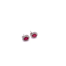 Load image into Gallery viewer, Ruby with Diamonique Earring in Sterling Silver