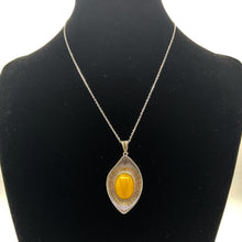 将图片加载到图库查看器,Amber Tear Drop Pendant with Sterling Silver Neckalce