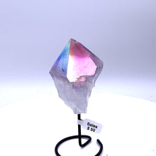 Load image into Gallery viewer, Amethyst Aura Point on Metal Stand