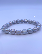 将图片加载到图库查看器,Gray Pearl Nugget Stretchy Bracelet