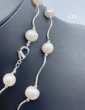 将图片加载到图库查看器,Round pearl (Metal Twisted Link) Necklace 36" 10mm