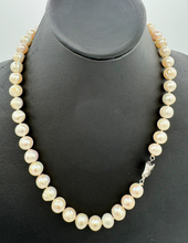 将图片加载到图库查看器,Freshwater pearl necklace with round silver clasp