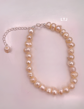 将图片加载到图库查看器,Pearl bracelets with sterling silver circle lock with extension