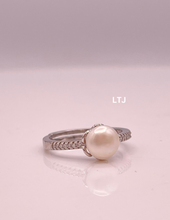 将图片加载到图库查看器,Single Pearl Sterling Silver Adjustable Ring