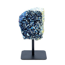Load image into Gallery viewer, Blue Aura Quartz Point On Metal Stand