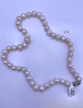 将图片加载到图库查看器,Freshwater pearl with round silver clasp 10mm 20"