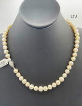 将图片加载到图库查看器,Freshwater pearl with round silver clasp 8mm 20"