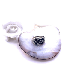 Load image into Gallery viewer, 3 line Sapphire with White Zircon Rhodium Over Sterling Silver Ring