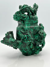 将图片加载到图库查看器,Malachite Urn with Mythical Creature Carvings