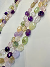 Load image into Gallery viewer, 3 Layers Necklace in Sterling Silver Amethyst, Citrine, Rose Quartz and Prehnite