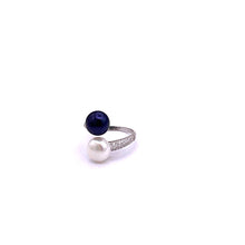Load image into Gallery viewer, 2 Pearls Ring with Sterling Silver