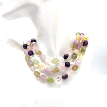 Load image into Gallery viewer, 3 Layers Necklace in Sterling Silver Amethyst, Citrine, Rose Quartz and Prehnite