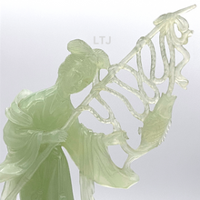 将图片加载到图库查看器,Hetian Jade Carving of a Graceful Lady and Her Golden Catch