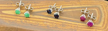 Load image into Gallery viewer, Gemstone withSilver Hard Prong Earring Small