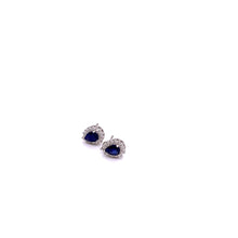 Load image into Gallery viewer, Sapphire with Diamonique Earring in Sterling Silver