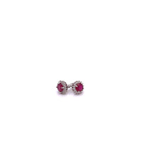 Load image into Gallery viewer, Ruby with Diamonique Earring in Sterling Silver