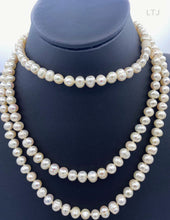 Cargar imagen en el visor de la galería, Long Pearl Knotted Necklace 52"