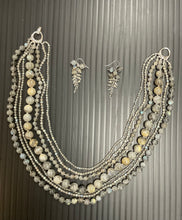 Load image into Gallery viewer, Labradorite 7 Layers Necklace and Earring Set