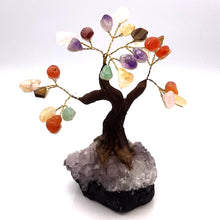 Load image into Gallery viewer, Gemstones with Amethyst Cluster Base Tree of Life