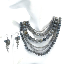 Load image into Gallery viewer, Labradorite 7 Layers Necklace and Earring Set
