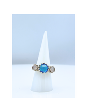 将图片加载到图库查看器,Aquamarine and MoonStone Silver Ring