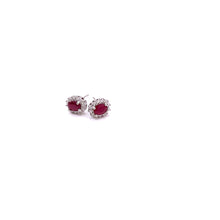Load image into Gallery viewer, Ruby with Diamonique Earring in Sterling Silver