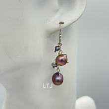 将图片加载到图库查看器,Natural hanging pearl grape earrings (silver)
