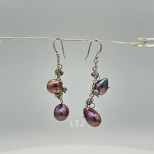 将图片加载到图库查看器,Natural hanging pearl grape earrings (silver)