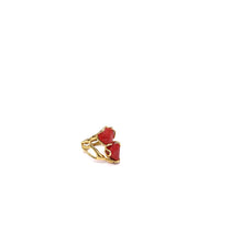 将图片加载到图库查看器,Red Coral Ring with Gold Over Silver