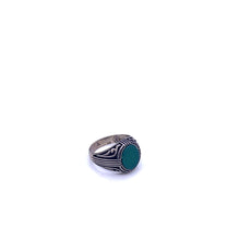 Load image into Gallery viewer, Green Onyx Men Ring with Sterling Silver
