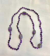 将图片加载到图库查看器,Amethyst Beads and Rough Long Necklace
