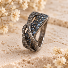 Load image into Gallery viewer, Small Sapphire with Diamonique Ring