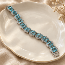Load image into Gallery viewer, Aquamarine & Diamonique Sterling Silver Bracelet