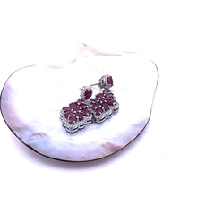 Load image into Gallery viewer, Ruby Long Earring with White Zircon Rhodium over Sterling Silver