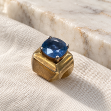Load image into Gallery viewer, Burmese Sapphire Princess Cut Gold-Plated Ring