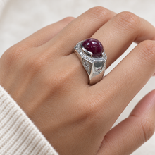 Загрузить изображение в средство просмотра галереи, Burmese Ruby Cabochon Ring in Sterling Silver