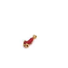 将图片加载到图库查看器,Red Coral Pendant with Gold Over Sterling Silver