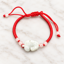 Load image into Gallery viewer, Green Jade Pixiu Red Cord Adjustable Bracelet