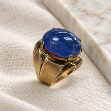 Load image into Gallery viewer, Burmese Oval Sapphire Gold-Plated Ring