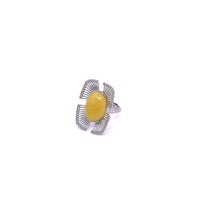 将图片加载到图库查看器,Amber Square Shape Ring with Sterling SIilver