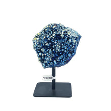 Load image into Gallery viewer, Blue Aura Quartz Point On Metal Stand