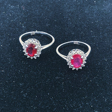 Load image into Gallery viewer, Ruby Diamonique Ring with Sterling Silver