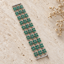 Загрузить изображение в средство просмотра галереи, Three Line Emerald Sterling Silver Bracelet