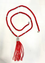 将图片加载到图库查看器,Red Coral with Silver Bead Long Necklace