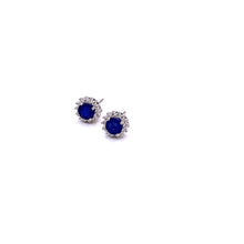Load image into Gallery viewer, Sapphire with Diamonique Earring in Sterling Silver