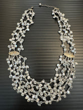 Cargar imagen en el visor de la galería, Gray Keshi Pearl with Silver Charm 5 Layers Necklace 22-26"